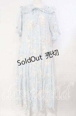 画像1: PINK HOUSE / さざ波とねこプリントワンピース  ミズイロ O-25-10-14-114-LO-OP-OW-OS