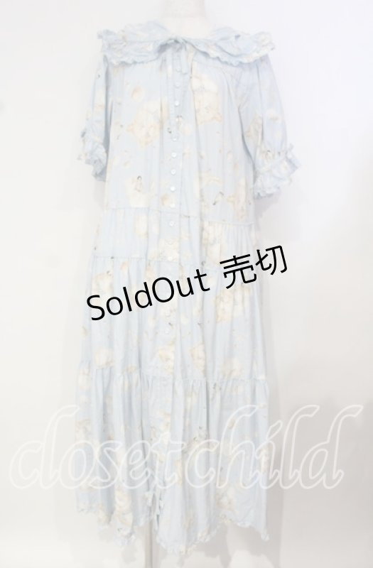 画像1: PINK HOUSE / さざ波とねこプリントワンピース  ミズイロ O-25-10-14-114-LO-OP-OW-OS (1)