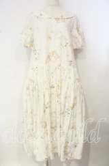 PINK HOUSE / さざ波とねこプリントミディワンピース  アイボリー O-25-10-14-115-LO-OP-OW-OS