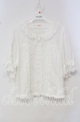 PINK HOUSE / はしごレース&サテンリボン使いローンブラウス  シロ O-25-10-14-116-LO-BL-OW-OS