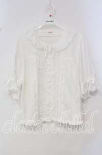 PINK HOUSE / はしごレース&サテンリボン使いローンブラウス  シロ O-25-10-14-116-LO-BL-OW-OS