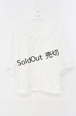 画像1: PINK HOUSE / はしごレース&サテンリボン使いローンブラウス  シロ O-25-10-14-116-LO-BL-OW-OS