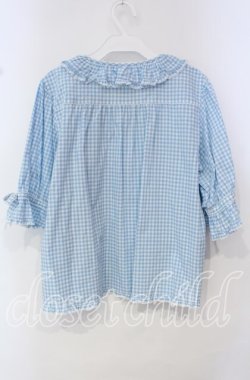 画像3: PINK HOUSE / はしごレース&サテンリボン使いローンブラウス  サックス O-25-10-14-117-LO-BL-OW-OS