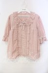 画像1: PINK HOUSE / はしごレース&サテンリボン使いローンブラウス  ピンク O-25-10-14-118-LO-BL-OW-OS (1)
