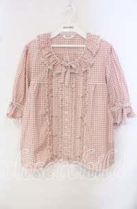 PINK HOUSE / はしごレース&サテンリボン使いローンブラウス  ピンク O-25-10-14-118-LO-BL-OW-OS
