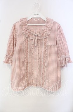 画像1: PINK HOUSE / はしごレース&サテンリボン使いローンブラウス  ピンク O-25-10-14-118-LO-BL-OW-OS