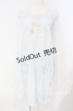 画像1: PINK HOUSE / さざ波とねこ刺繍ローンタブリエ  ミズイロ O-25-10-14-119-LO-TO-OW-OS