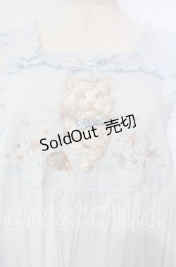 画像2: PINK HOUSE / さざ波とねこ刺繍ローンタブリエ  ミズイロ O-25-10-14-119-LO-TO-OW-OS