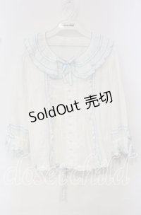 PINK HOUSE / ローンフリルブラウス  シロ×ミズイロ O-25-10-14-121-LO-BL-OW-OS