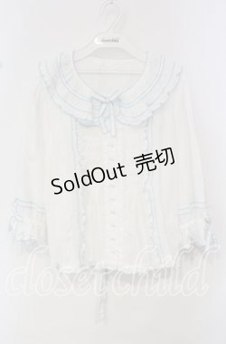 画像1: PINK HOUSE / ローンフリルブラウス  シロ×ミズイロ O-25-10-14-121-LO-BL-OW-OS