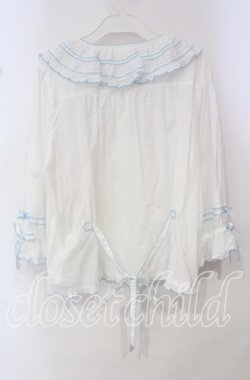 画像4: PINK HOUSE / ローンフリルブラウス  シロ×ミズイロ O-25-10-14-121-LO-BL-OW-OS