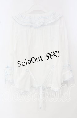 画像4: PINK HOUSE / ローンフリルブラウス  シロ×ミズイロ O-25-10-14-121-LO-BL-OW-OS