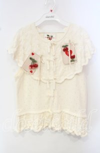 PINK HOUSE / チェリーワッペン使いニットベスト  アイボリー O-25-10-14-122-LO-TO-OW-OS