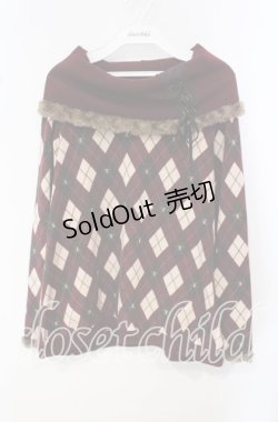 画像1: axes femme / アーガイルオフタートルニット M ワイン O-25-10-14-127-AX-TO-OW-OS