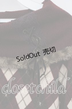 画像2: axes femme / アーガイルオフタートルニット M ワイン O-25-10-14-127-AX-TO-OW-OS