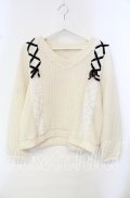 axes femme / プードルファーVネックトップス M アイボリー O-25-10-14-128-AX-TO-OW-OS