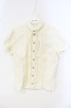 画像1: Victorian maiden / レースリボン付スタンドカラーパフスリーブブラウス【タイ欠品】  生成り O-25-10-14-143-CL-BL-IG-OS
