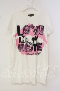 HELL CAT PUNKS / キャットプリントロングTシャツ  ホワイト O-25-10-14-146-PU-TO-IG-ZT265