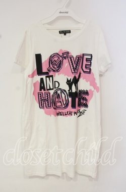 画像1: HELL CAT PUNKS / キャットプリントロングTシャツ  ホワイト O-25-10-14-146-PU-TO-IG-OS