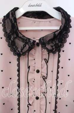 画像2: DearMyLoveWhip / レース重ねハートドットフリルブラウス 5L クロ O-25-10-14-155-LO-BL-IG-OS