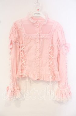 画像1: Angelic Pretty / スクエア切替プリンセスボウタイブラウス  ピンク O-25-10-14-157-AP-BL-IG-OS
