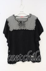 画像1: 【SALE】PINK HOUSE / ギンガム切替パフTシャツ【お直しあり】  クロ O-25-10-14-029-LO-TO-IG-ZT276 (1)