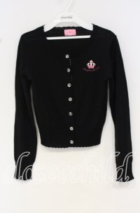Angelic Pretty / シュガークラウン刺繍ニットカーディガン  クロ O-25-10-14-030-AP-TO-IG-OS