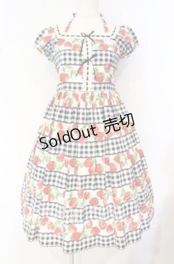 画像1: Emily Temple cute / ギンガム苺ワンピース  クロ×シロ O-25-10-16-029-ET-OP-IG-OS
