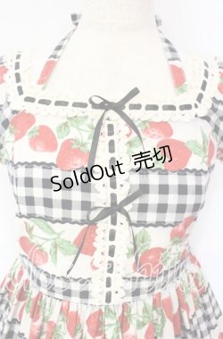 画像2: Emily Temple cute / ギンガム苺ワンピース  クロ×シロ O-25-10-16-029-ET-OP-IG-OS