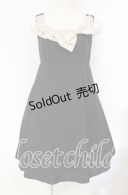 画像1: Emily Temple cute / ラメリボンノースリーブワンピース  クロ×アイボリー O-25-10-16-033-ET-OP-IG-OS