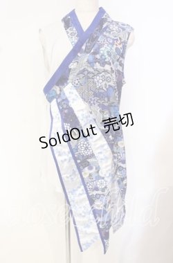 画像1: Qutie Frash / 着物インナーチュニック  ホワイト×ブルー O-25-10-16-040-QU-TO-OW-OS