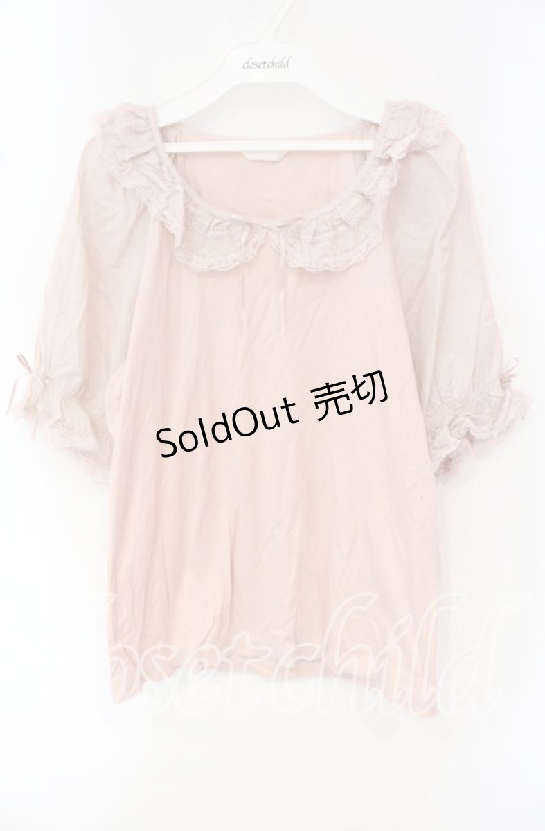 画像1: PINK HOUSE / ローンフリル使いカットソー 4（L） ピンク O-25-10-16-069-LO-TO-OW-ZT238 (1)