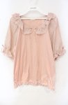 画像1: PINK HOUSE / ローンフリル使いカットソー 4（L） ピンク O-25-10-16-069-LO-TO-OW-ZT238 (1)