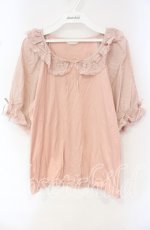 画像1: PINK HOUSE / ローンフリル使いカットソー 4（L） ピンク O-25-10-16-069-LO-TO-OW-ZT238 (1)
