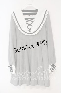 画像1: DearMyLove / レースアップセーラーワンピース L グレー O-25-10-16-079-EL-OP-OW-OS