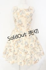 Innocent World / ロココ調バラ柄テイアードジャンパースカート  生成り O-25-10-16-019-IW-OP-IG-OS