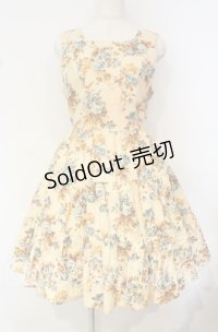 Innocent World / ロココ調バラ柄テイアードジャンパースカート  生成り O-25-10-16-019-IW-OP-IG-OS