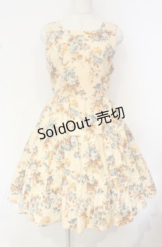 画像1: Innocent World / ロココ調バラ柄テイアードジャンパースカート  生成り O-25-10-16-019-IW-OP-IG-OS (1)