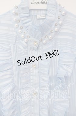 画像2: Triple fortune / ラメストライプブラウス  サックス O-25-10-18-028-EL-BL-OW-OS