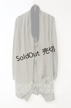 画像1: ALGONQUINS / フードストール付きカーディガン  グリーン×ブラック O-25-10-18-031-AL-TO-IG-ZT408