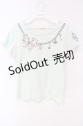 Emily Temple cute / ネックレスプリントTシャツ  ミント O-25-10-18-036-ET-TS-IG-OS