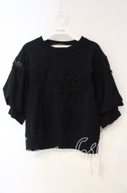 画像1: Jane Marple Dans Le Salon / Vintage lace-trim sweatshirt M クロ O-25-10-18-040-JM-TO-IG-OS