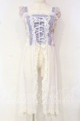 gouk / 和柄切り替えオーバーワンピース  ラベンダー×ホワイト O-25-10-18-042-GO-OP-IG-ZT398