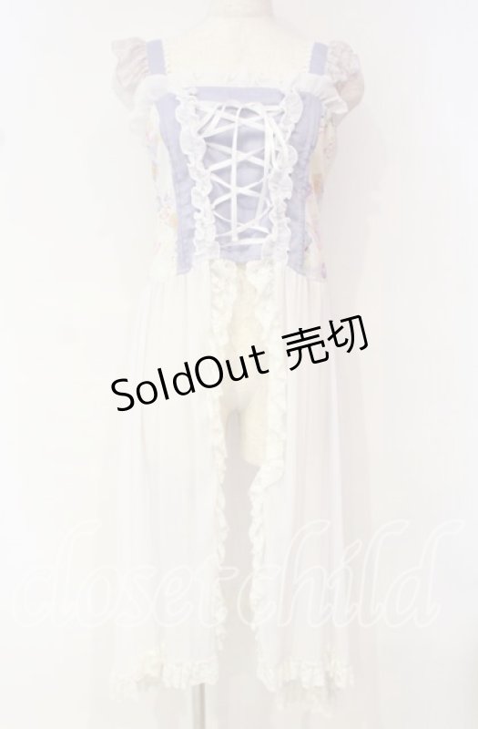 画像1: gouk / 和柄切り替えオーバーワンピース  ラベンダー×ホワイト O-25-10-18-042-GO-OP-IG-ZT398 (1)