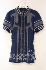 Ozz oneste / はしごレースダブルレースアップチュニック  ネイビー O-25-10-18-043-OO-BL-IG-OS