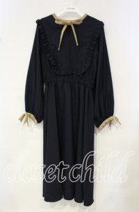 LEBECCA boutique / オレオグラッセとフリルリボンワンピース M ネイビー O-25-10-18-054-EL-OP-YM-ZT103