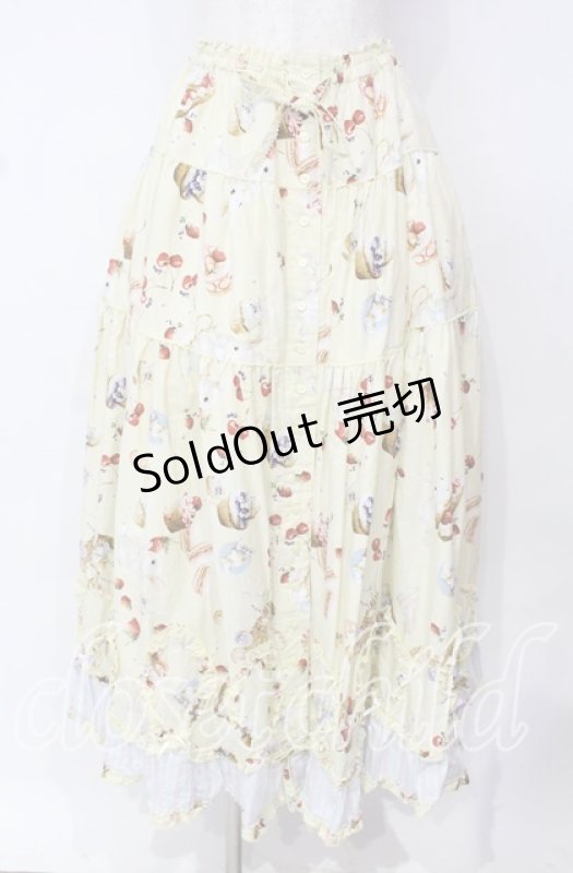 画像1: PINK HOUSE / スイーツスプリングバニープリントパッチワークスカート  クリームイエロー O-25-10-18-055-LO-OP-OW-OS (1)