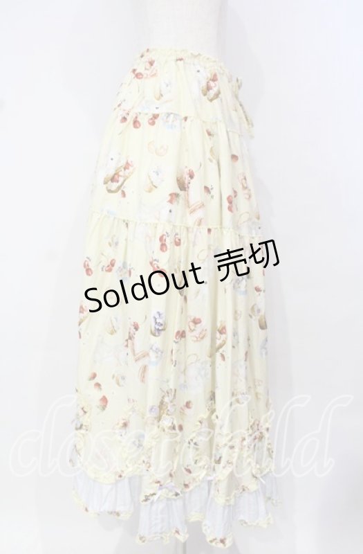 画像3: PINK HOUSE / スイーツスプリングバニープリントパッチワークスカート  クリームイエロー O-25-10-18-055-LO-OP-OW-OS (3)