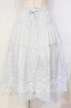 画像1: PINK HOUSE / サテンリボンいっぱいローンティアードミディスカート  ミント O-25-10-18-058-LO-SK-OW-OS