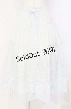 画像1: PINK HOUSE / サテンリボンいっぱいローンティアードミディスカート  ミント O-25-10-18-058-LO-SK-OW-OS